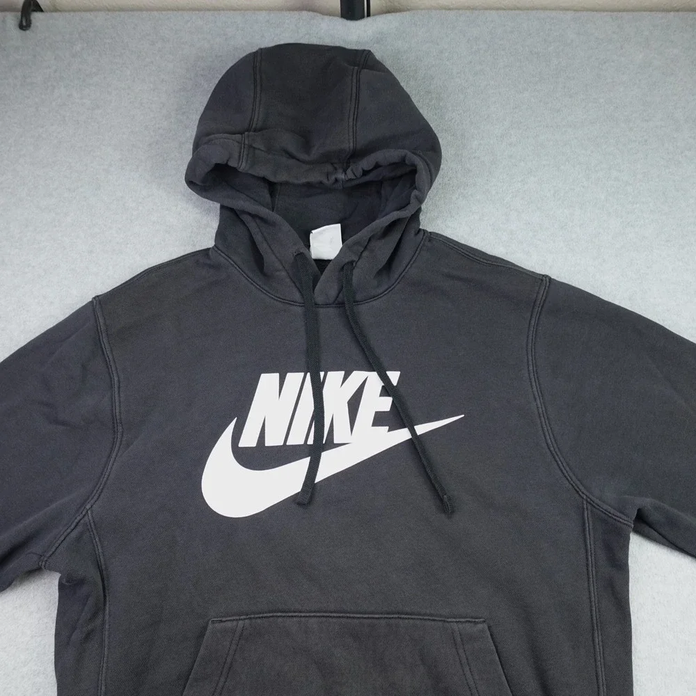 Nike Hoodie Mens Small Black Sporty Pullover Graphic Logo Sweatshirt